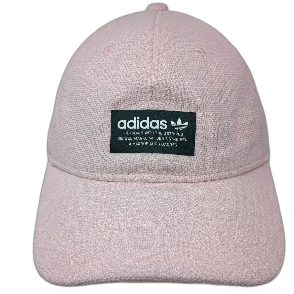 Adidas Baseball Cap Pink One Size Trefoil Logo Strapback Textured Sport Hat